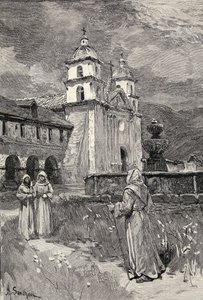 Fontän och mission, Santa Barbara, Kalifornien, från 